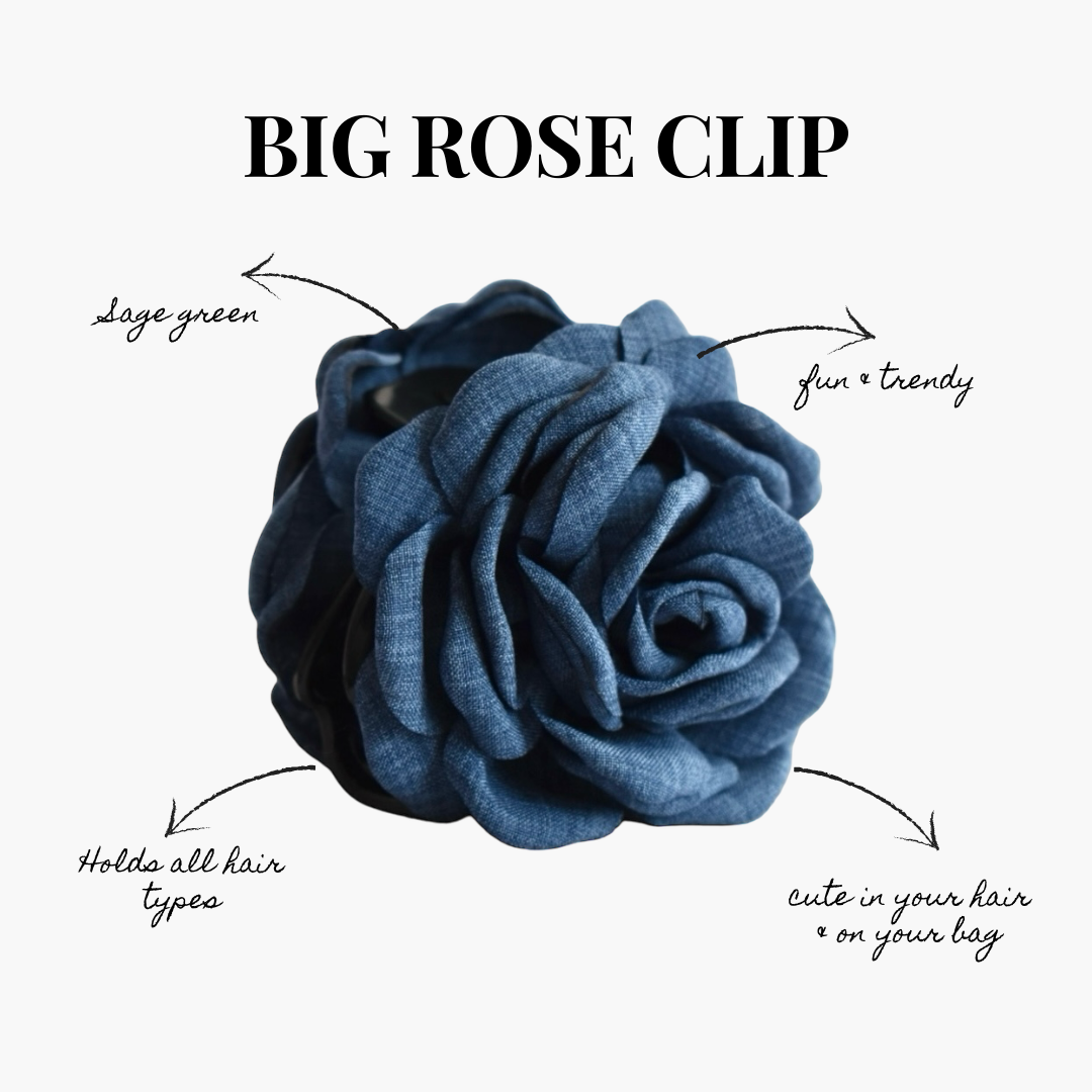 Big Rose haarclip - denim