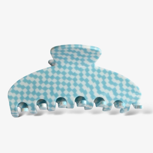 Essential haarclip - Checkered blauw