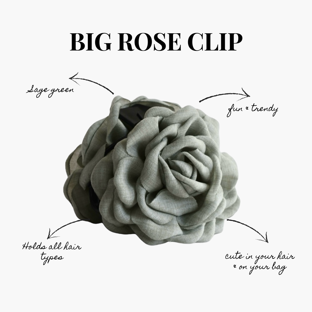 Big Rose haarclip - sage green