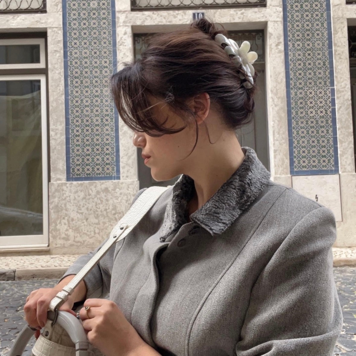 Flora haarclip - Marmer