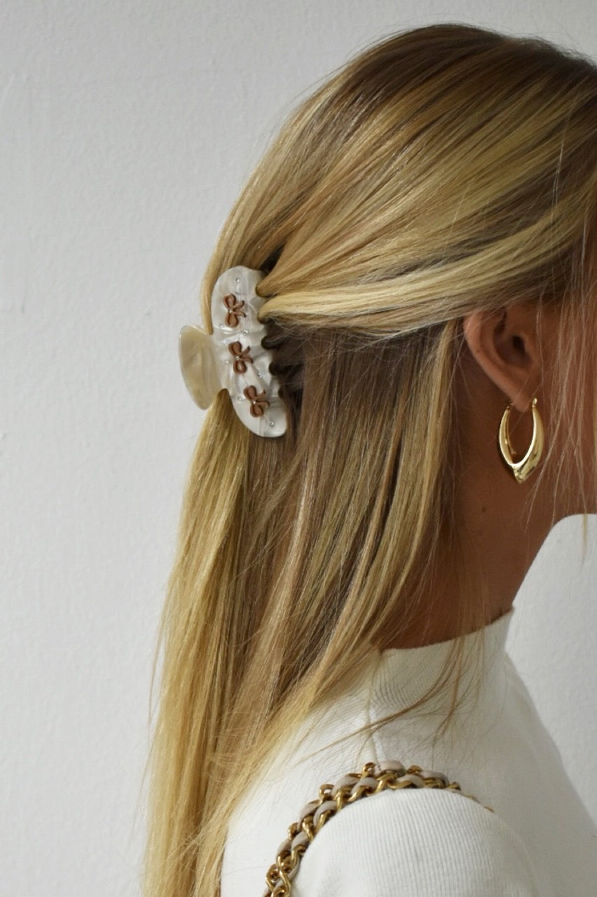 Trendy haarclip met bruine strikjes, duurzaam haarclips