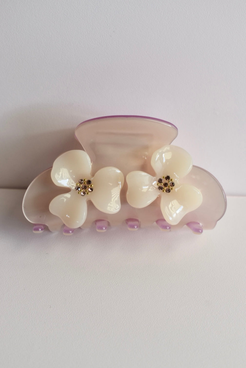 Poppy Clip (M) - Beige/lila