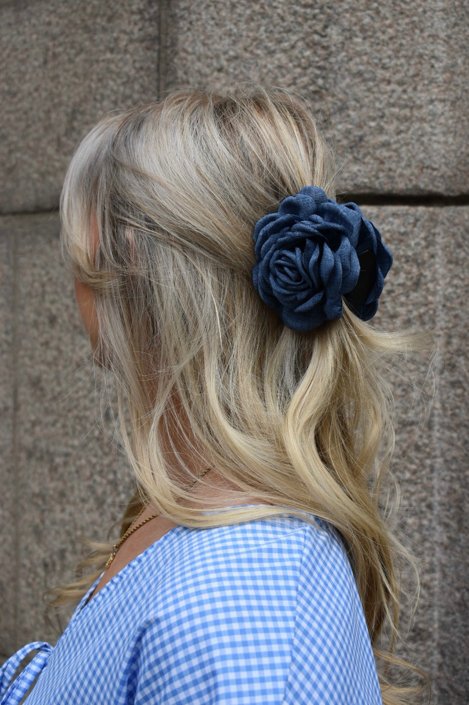 Big Rose haarclip - denim