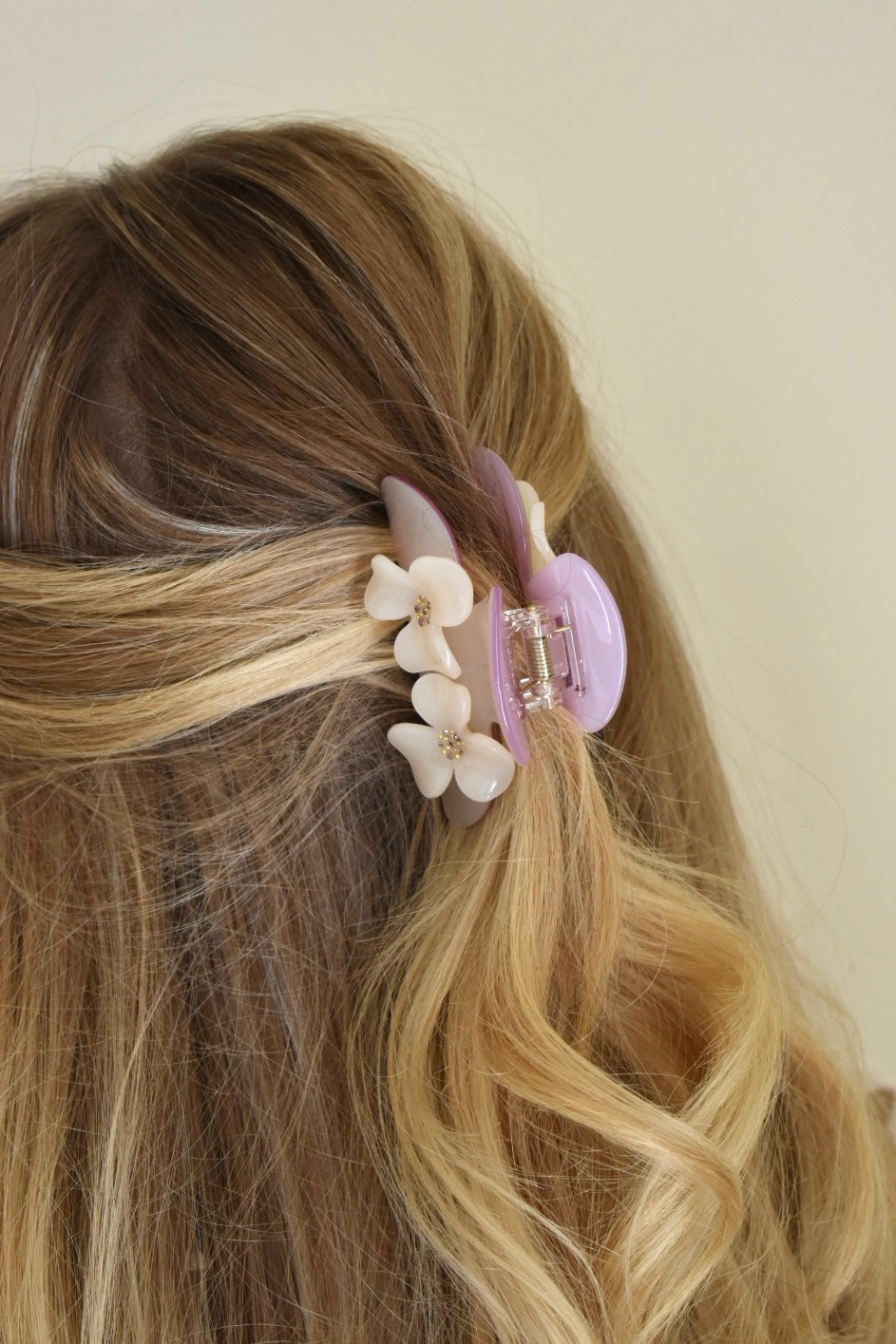 Poppy Clip (M) - Beige/lila