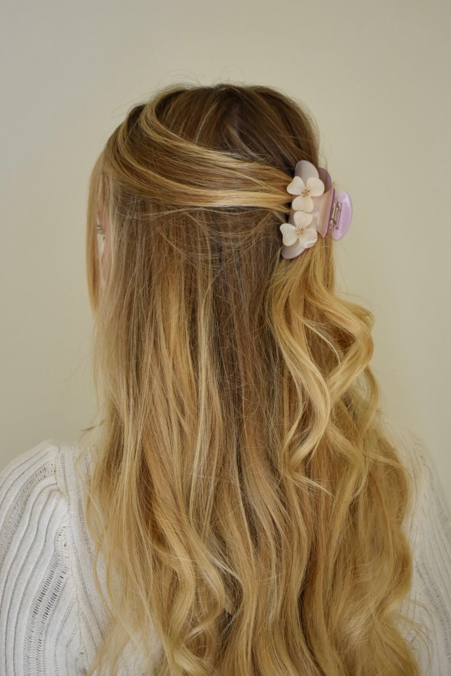 Poppy Clip (M) - Beige/lila