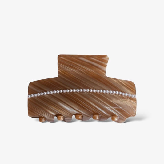 Parel haarclip - Bruin