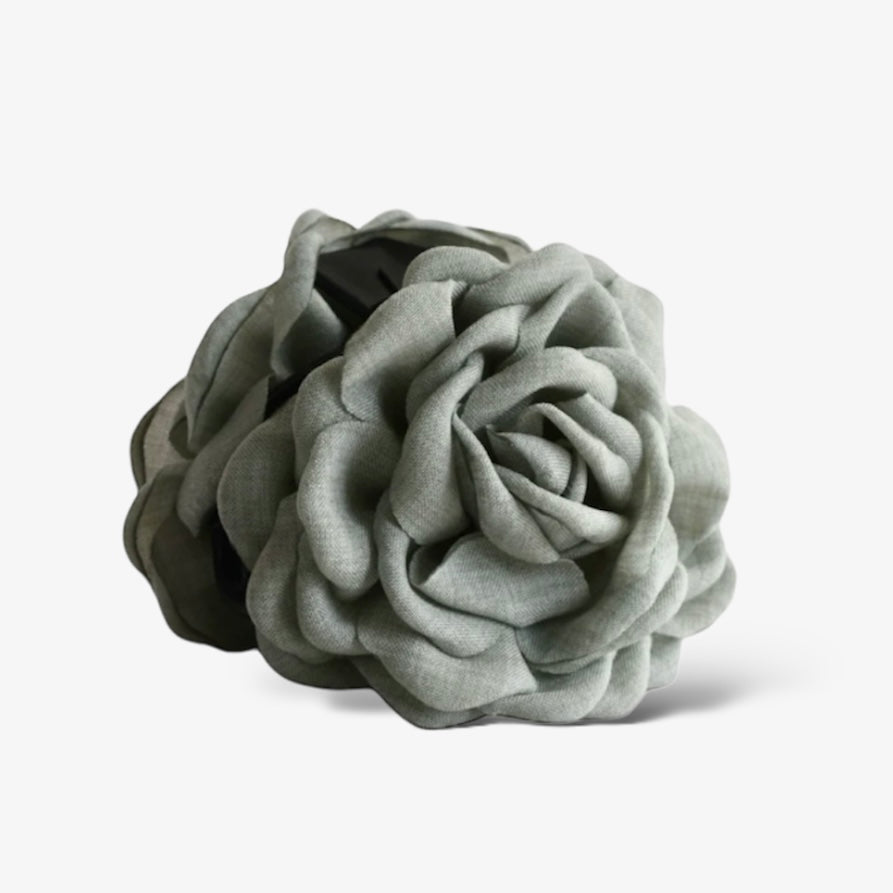 Big Rose haarclip - sage green