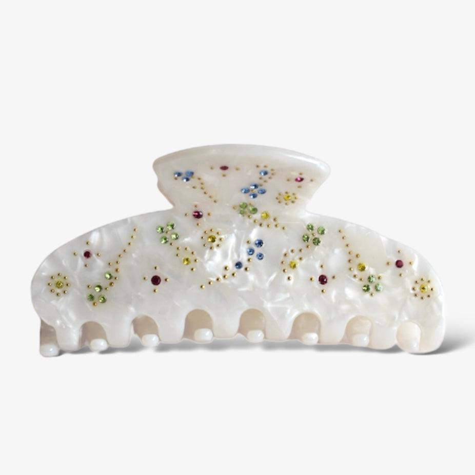 Rhinestone haarclip - Wit