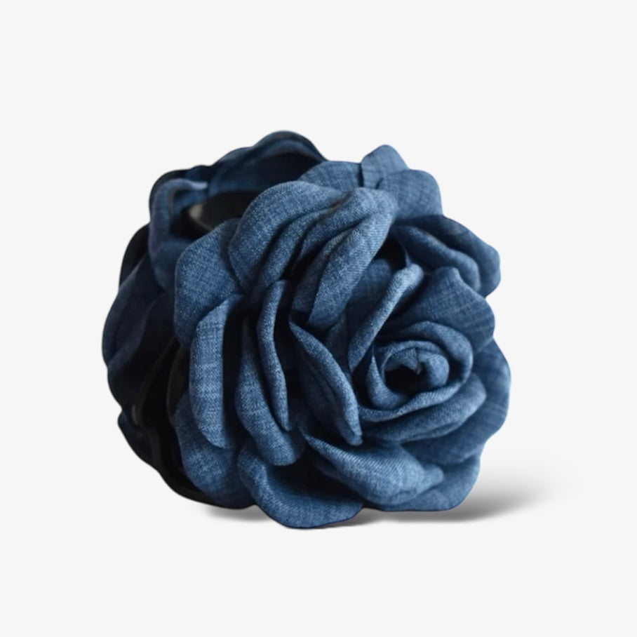 Big Rose haarclip - denim