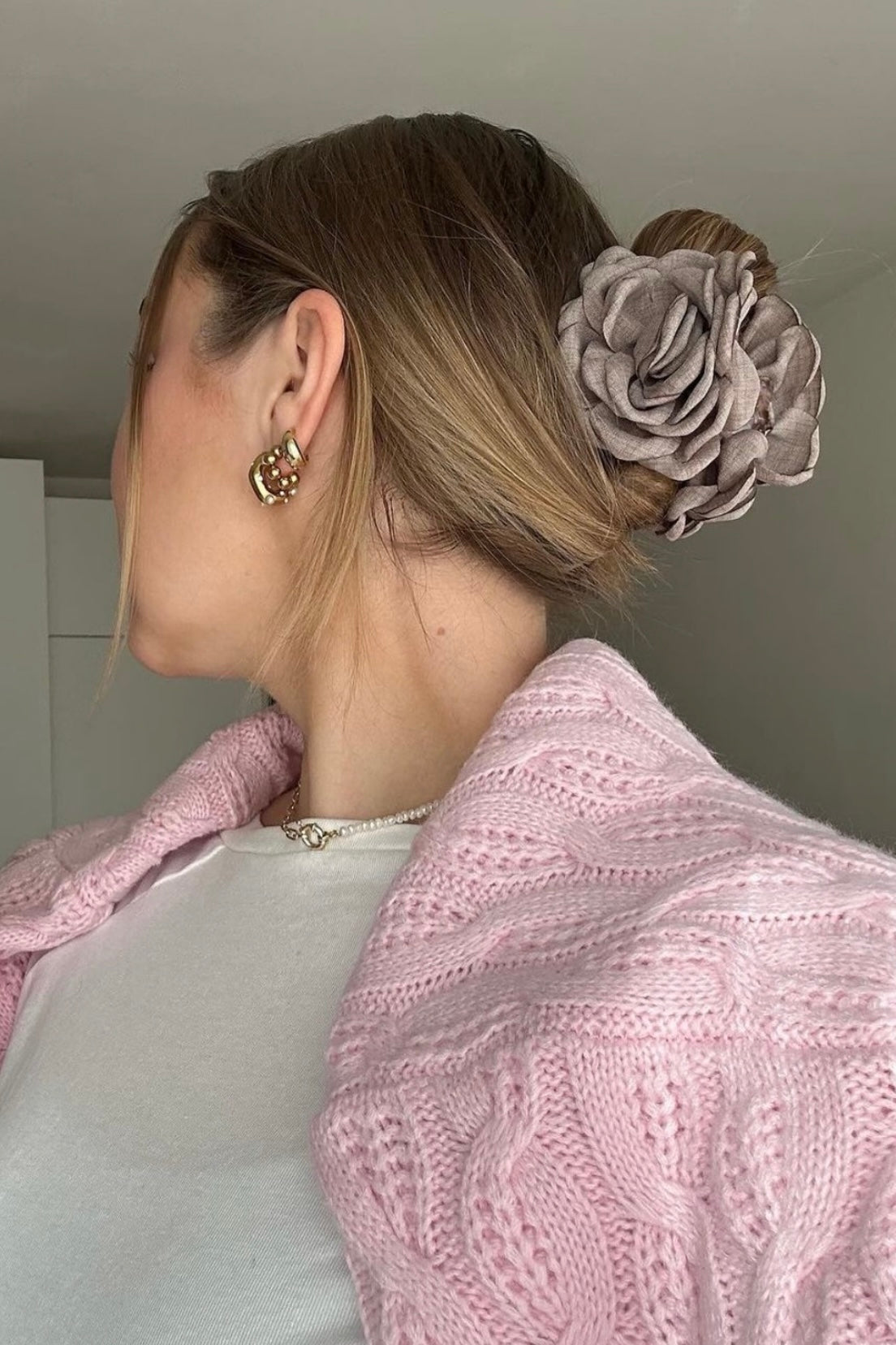 Big Rose haarclip - Taupe