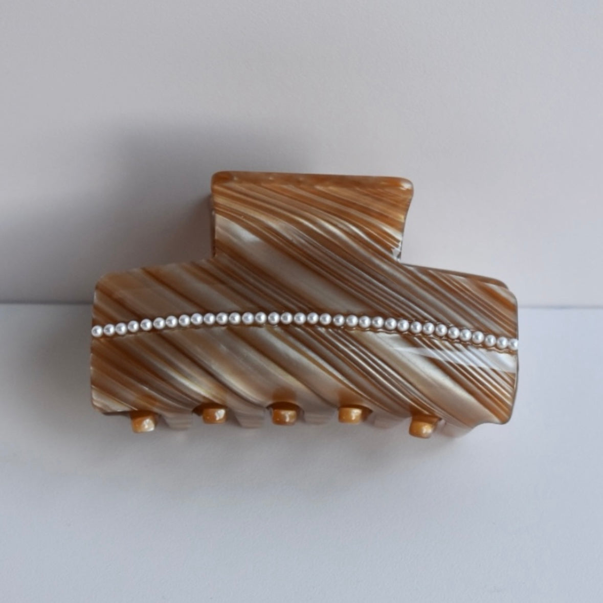 Parel haarclip - Bruin