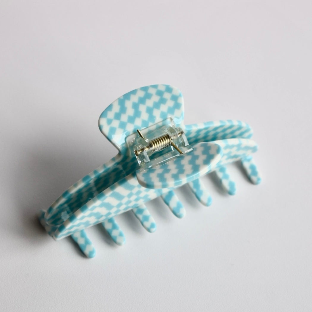 Essential haarclip - Checkered blauw