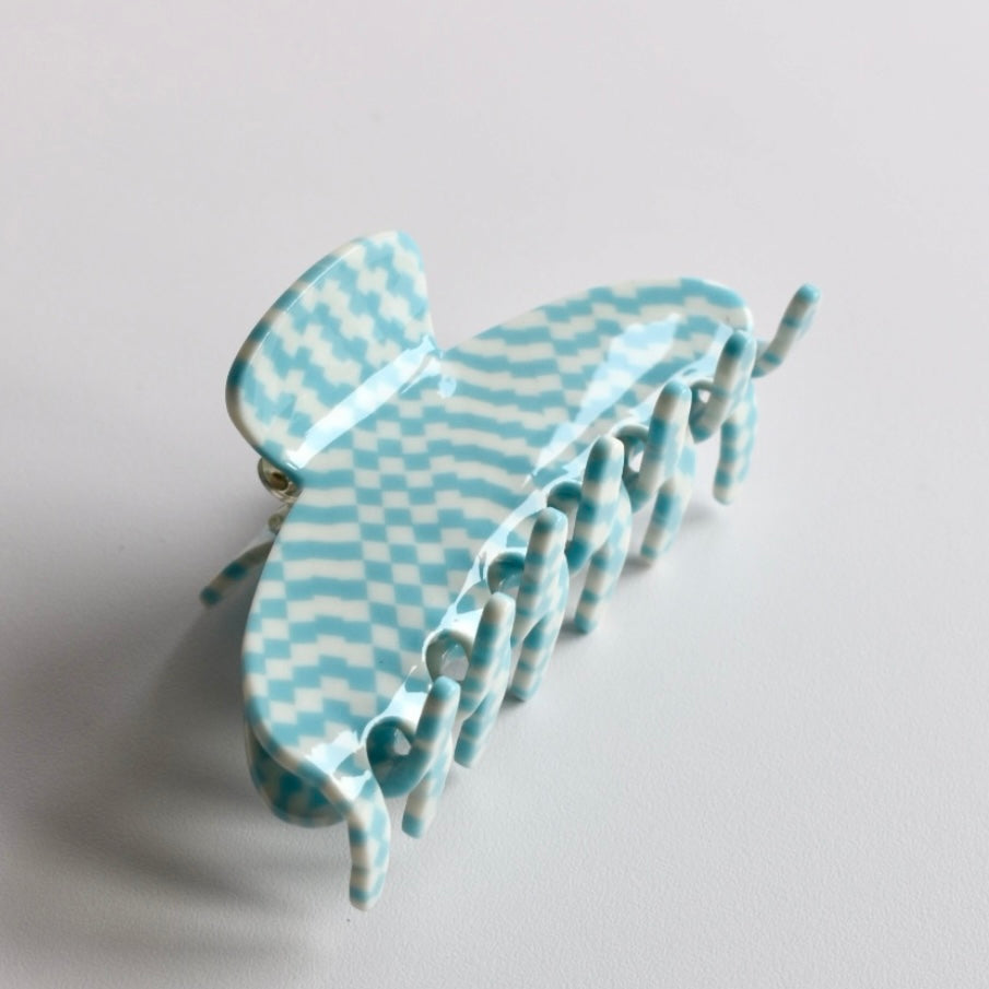 Essential haarclip - Checkered blauw