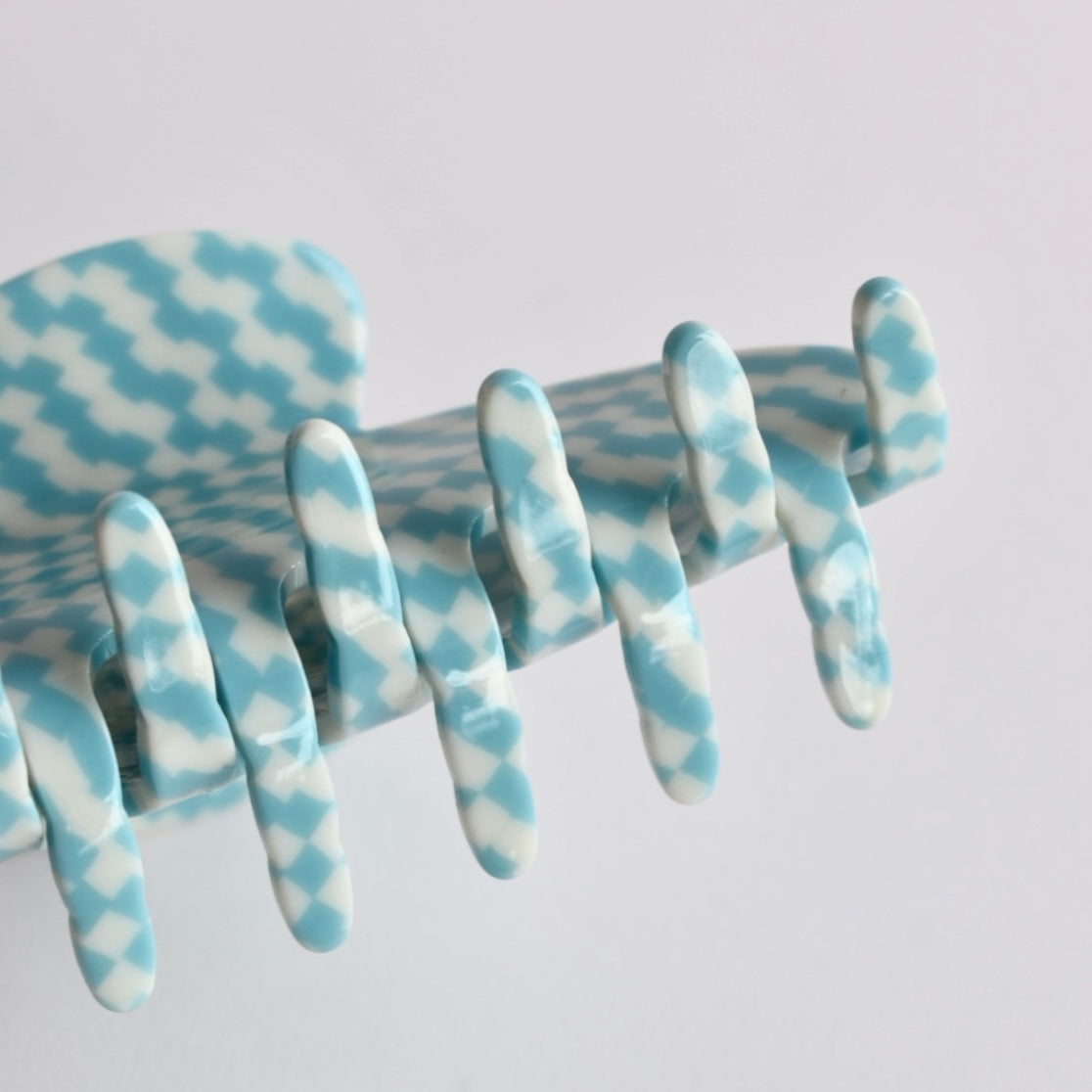 Essential haarclip - Checkered blauw
