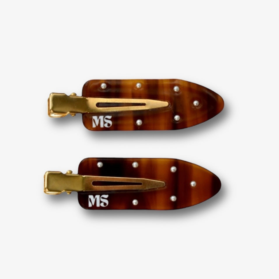 Set van 2 non-crease clips in bruin – knikvrije haarclips voor skincare en make-up