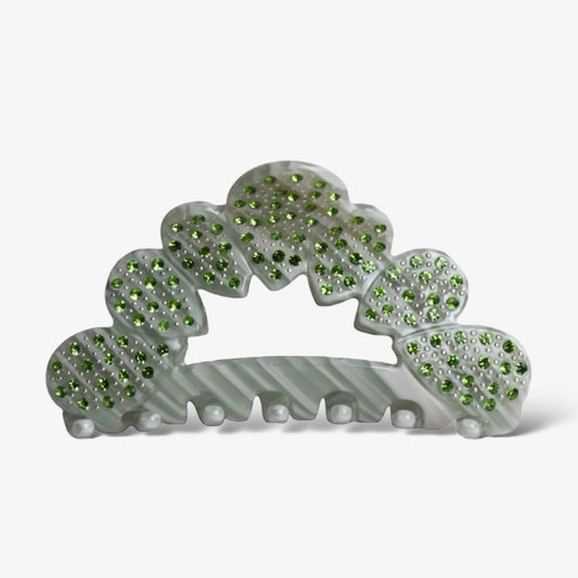 Lichtgroene rosie haarklem van acetaat – uniek design met sterke grip