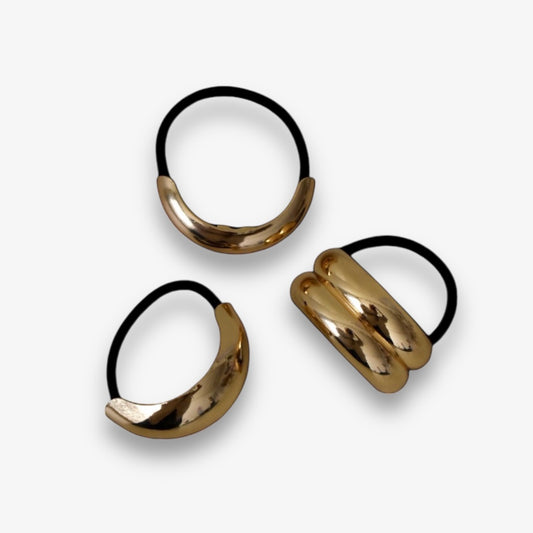 Metalen haarelastiek - Goud (set van 3)