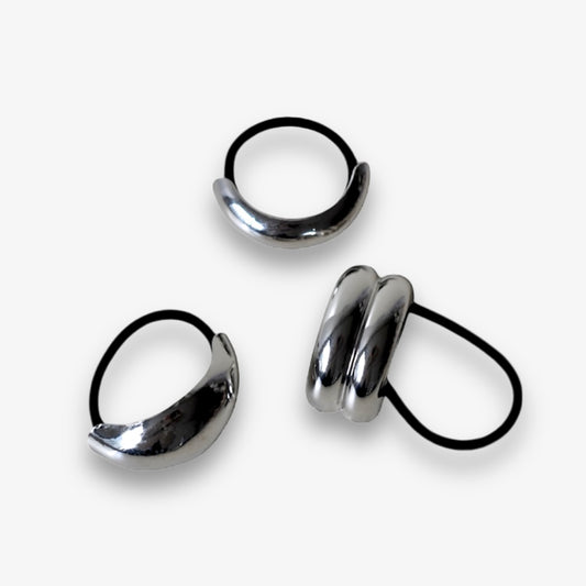 Metalen haarelastiek - Zilver (set van 3)