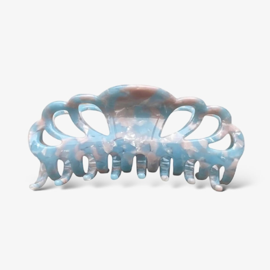 Klassieke marble haarclip - Blauw