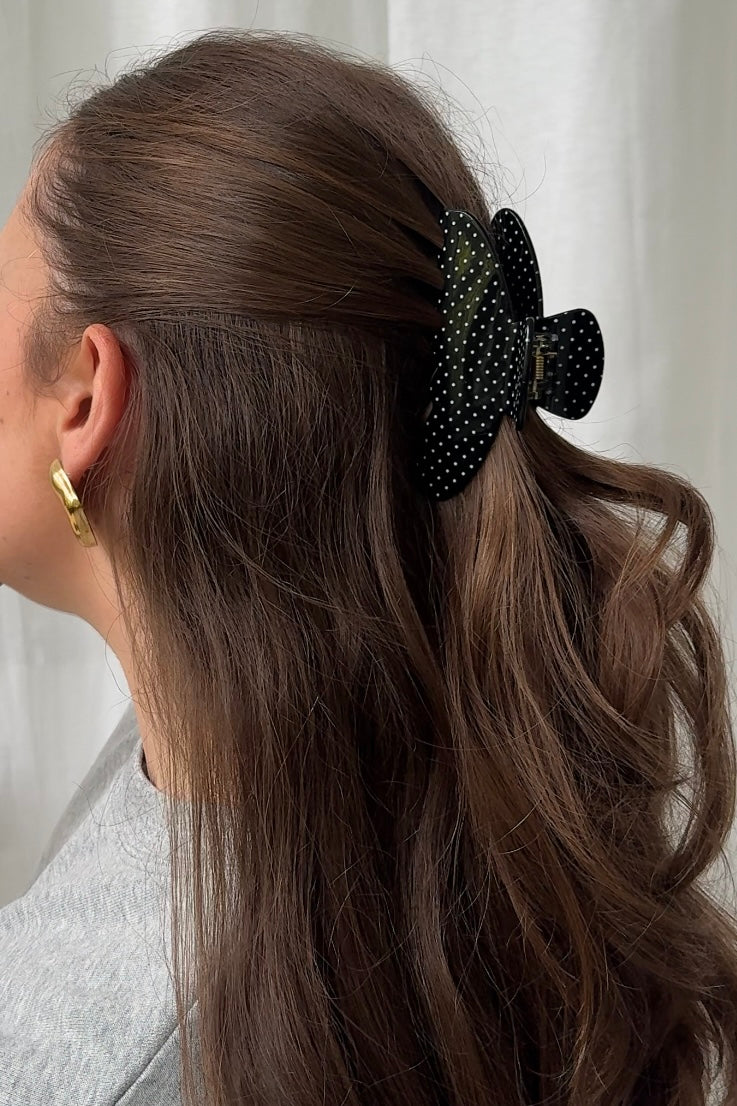 Daily Haarclip  - Polka dot black