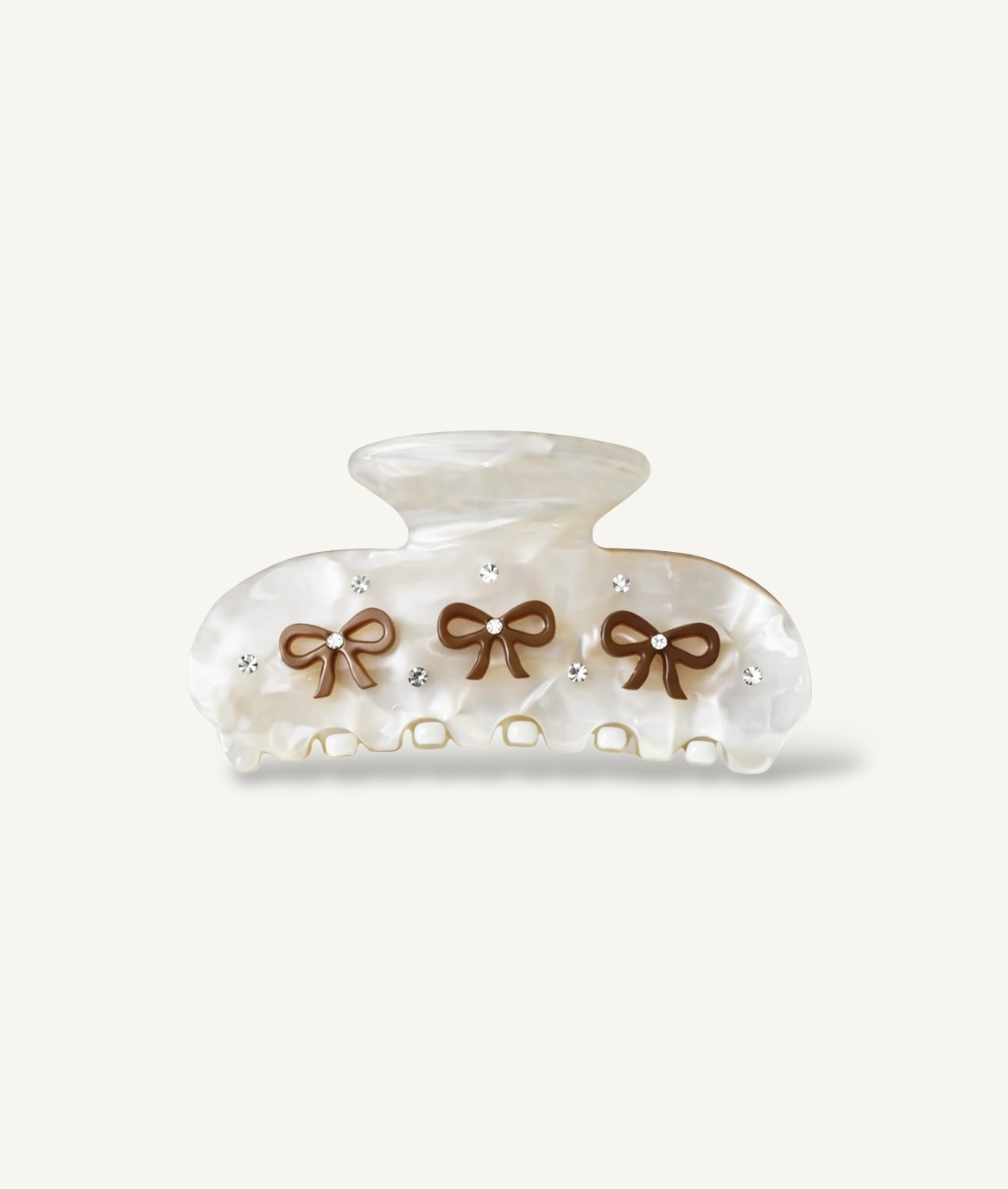 Bow haarclip - Creme/bruin
