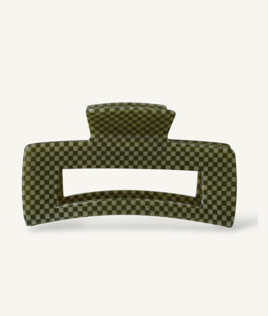 Haarclip XXL - Checkered olive