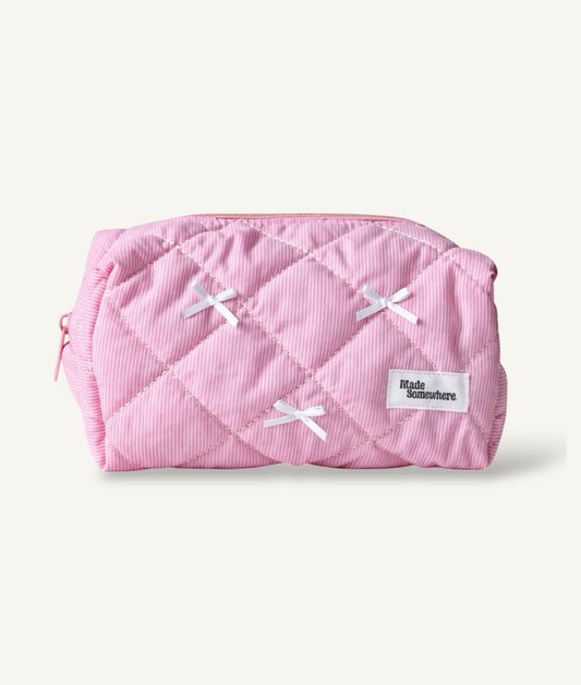 Striped make up bag - Roze