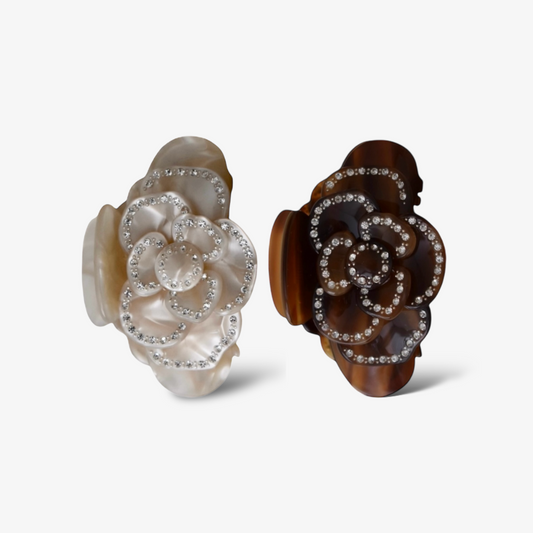 Acetaat trendy haarclip set bruin en beige voor vrouwen met lang haar