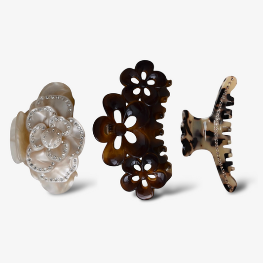 Set van drie trendy haarclips gemaakt van duurzaam celluloseacetaat